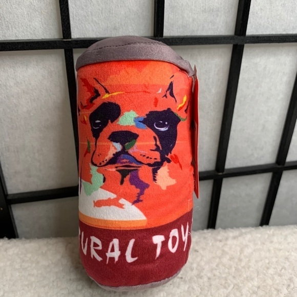 NEW Scirokko Plush Squeaky Beer Can Dog Puppy Play Toy Orange - Picture 5 of 10